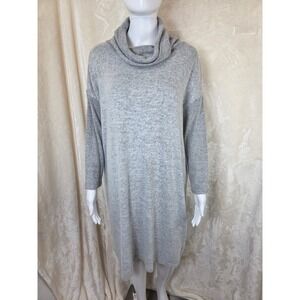 GAP Womens Gray Marled Knit Cowl Neck Sweater Dress Long Sleeve Ribbed Trim‎ L